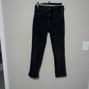 &Denim black jeans Black straight high waisted ankle length US 6